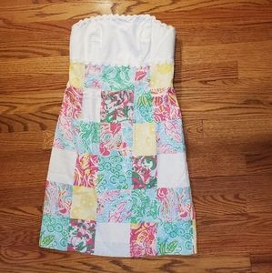 Lily Pulitzer strapless spring dress patchwork quilt size 0